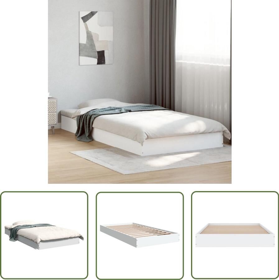 VidaXL Bedframe bewerkt hout wit 100x200 cm Slaapcomfort Houten Bed Frame Bed Frame Wit Modern Bed Frame Tweepersoons Bed