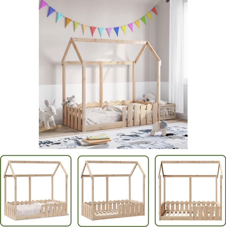 VidaXL Houten Bed Kinderbed Bedhuis massief grenenhout 70x140 cm Kids Bed Baby Bed Speelgoedbed