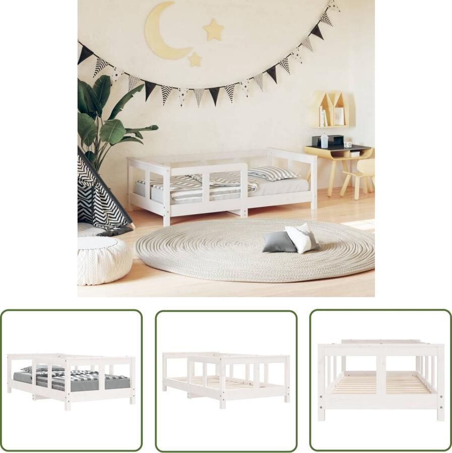 The Living Store Kinderbedframe Houten Eenpersoons 147.5 x 76 x 46 cm Massief grenenhout Kinderbed Frame Houten Bed Kids Bed Grenenhouten Bed Kinderkamer Meubels