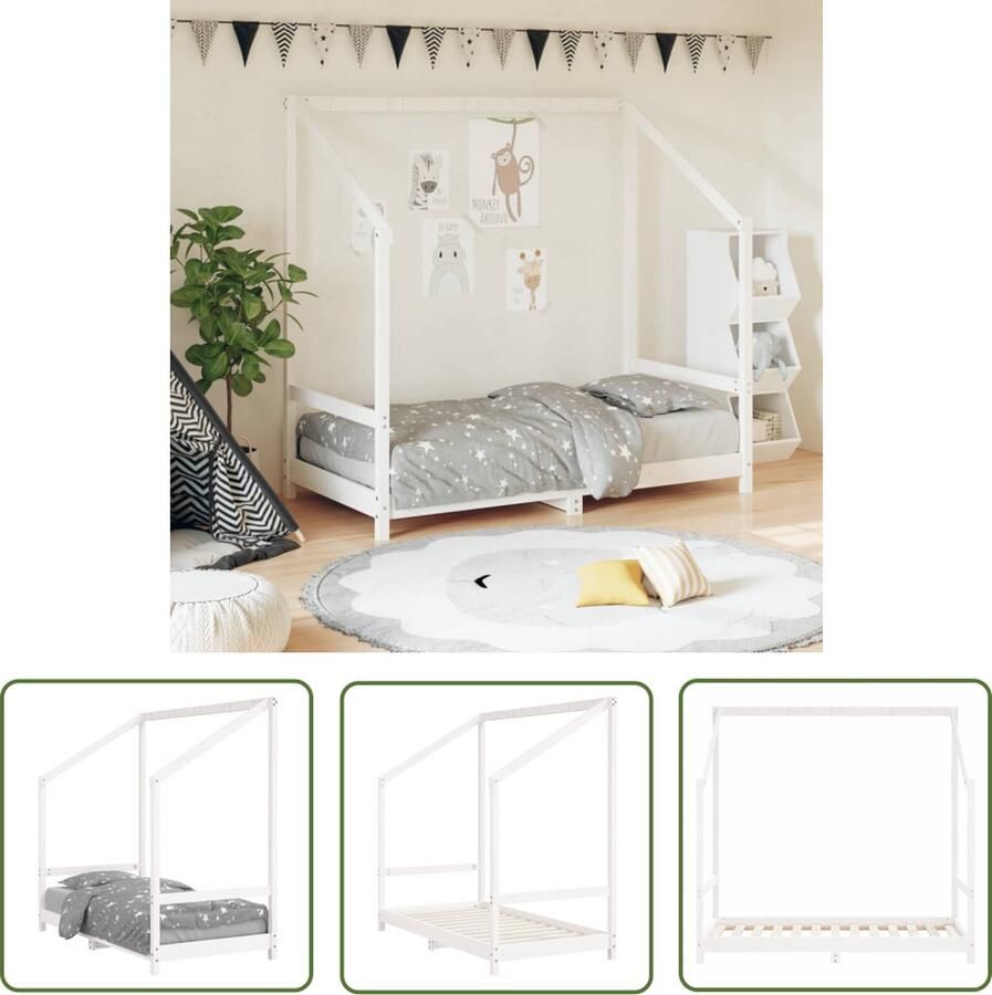 The Living Store Kinderbed Wit Massief grenenhout 165.5 x 85.5 x 158 cm Voor kinderen van 4 jaar en ouder Matras niet inbegrepen Kinderbed Houten Bed Kids Bed Peuterbed Kinderkamers