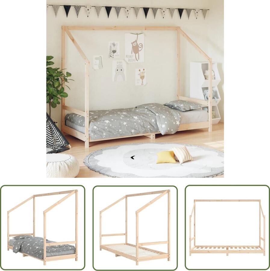 The Living Store Kinderbed Pirate Massief grenenhout Peuterbed Houten bedframe 205.5x85.5x158 cm Geschikt voor kinderen vanaf 4 jaar Kinderbed Houten Bed Piratenbed Peuterbed Kidsbed