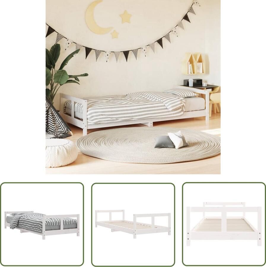 The Living Store Kinderbed Houten Grenenhout 205.5 x 85.5 x 45 cm Wit Kinderbed Houten Bed Grenenhouten Bed Witte Kinderkamer Kindermeubel