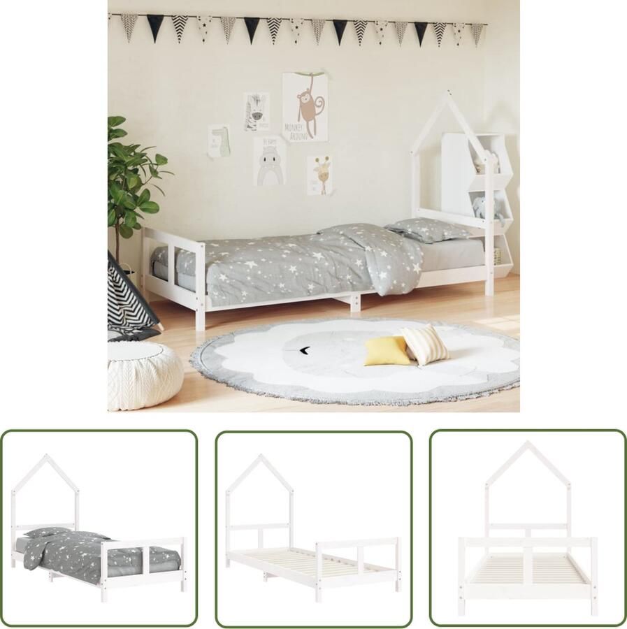 The Living Store Kinderbed Houten peuterbedframe Wit 205.5 x 85.5 x 131 cm Geschikt voor 80 x 200 cm matras Montage vereist Kinderbed Houten Bed Peuterbed Kids Bed Kinderkamersdecoratie