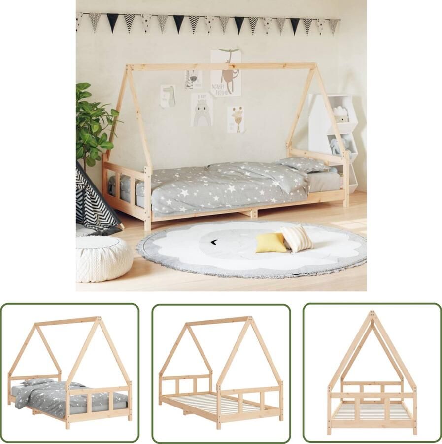 The Living Store Houten Kinderbedframe onbekend Kinderbed 195.5 x 95.5 x 133 cm Massief grenenhout Stevige lattenbodem Kinderbed Houten Bed Grenenhouten Bed Kids Bed Jeugdbed