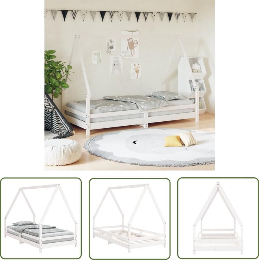 The Living Store Peuterbed Houten Kinderbedframe 195.5 x 95.5 x 139.5 cm Wit Geschikt voor kinderen vanaf 4 jaar Kinderbed Houten Bed Peuterbed Kids Bed Wit Bed