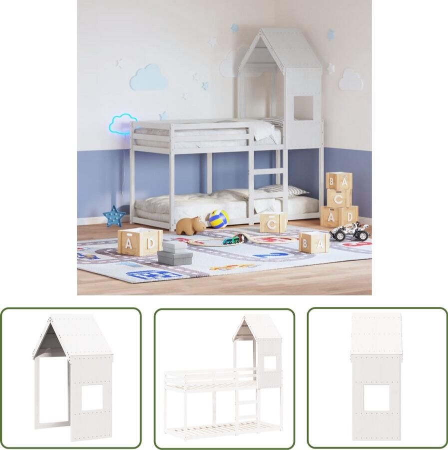 VidaXL Houten Bed Kinderbed Kinderbedhuisje 55x84x132 cm massief grenenhout wit Kids Bed Kinderkamers Speelgoed Kamer