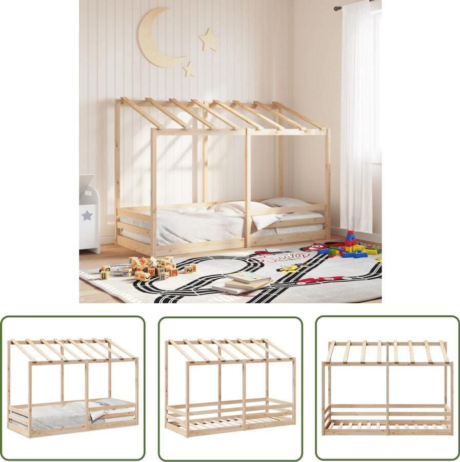 VidaXL Kinderbed met bedhuis 75x190 cm massief grenenhout Kinderbed Houten Bed Grenenhout Bed Kids Bed Kinderkamer Decoratie