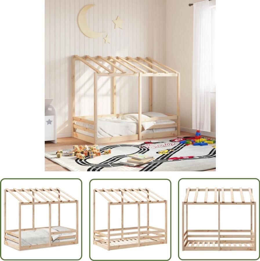 VidaXL Kinderbed met bedhuis 80x160 cm massief grenenhout Kinderbed Houten Bed Grenenhouten Bed Kidsbed Kinderkamermeubilair