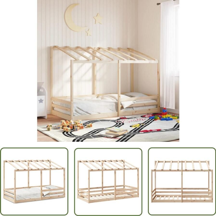 VidaXL Kinderbed met bedhuis 80x200 cm massief grenenhout Kinderbed Houten Bed Grenenhouten Bed Kidsbed Kindermeubilair