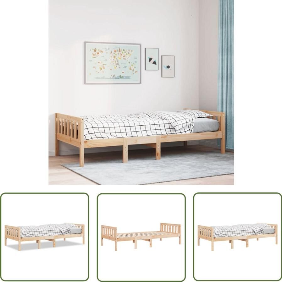 VidaXL Kinderbed zonder matras massief grenenhout 90x200 cm Kinderbed Houten Bed Grenenhouten Bed Kinderslaapruimte Slaapcomfort