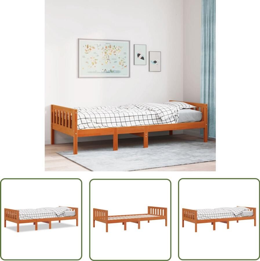 VidaXL Kinderbed zonder matras massief grenenhout wasbruin 75x190 cm Kinderbed Houten Bed Grenenhouten Bed Kids Bed Baby Kamer