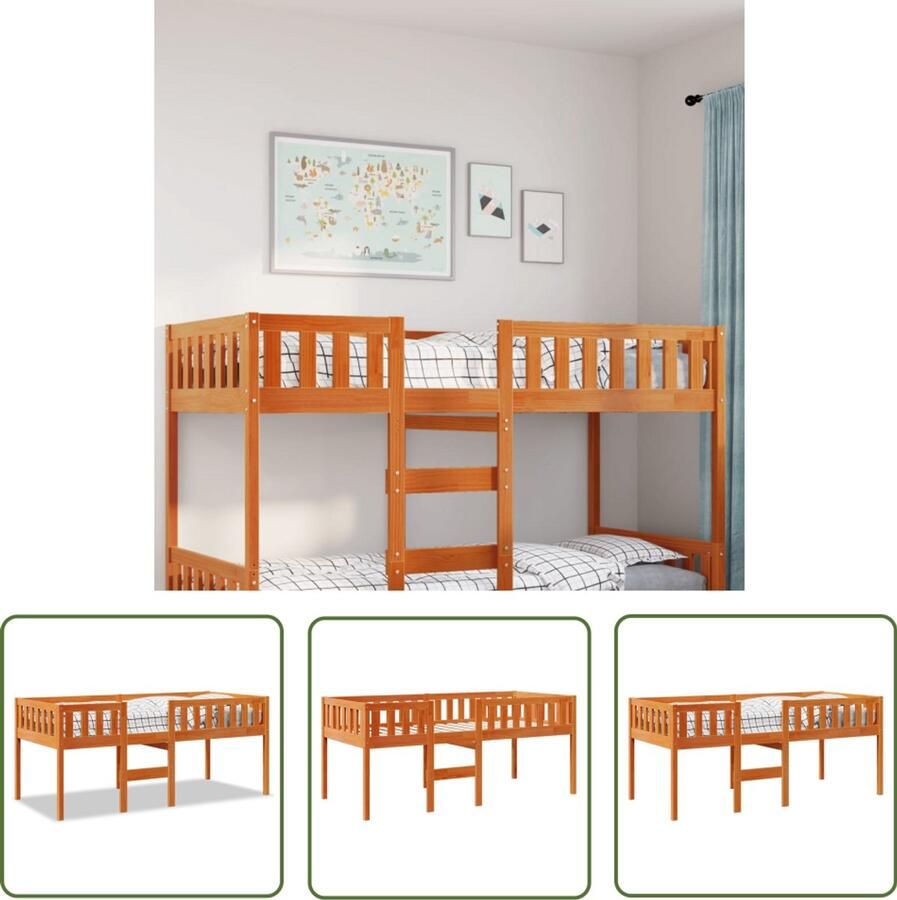 VidaXL Kinderbed zonder matras massief grenenhout wasbruin 80x200 cm Kinderbed Houten Bed Babybed Kids Bed Grenenhouten Bed