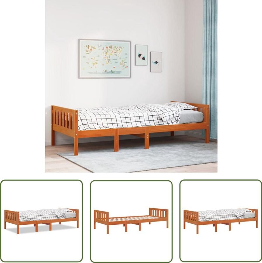 VidaXL Kinderbed zonder matras massief grenenhout wasbruin 90x190 cm Kinderbed Houten Bed Kids Bed Babykamer Kinderkamers