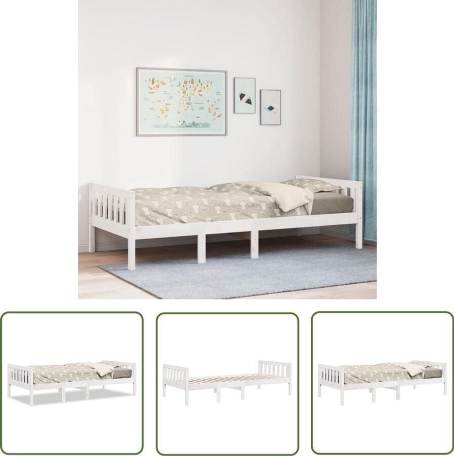 VidaXL Kinderbed zonder matras massief grenenhout wit 90x200 cm Kinderbed Houten Bed Grenenhout Bed Kids Bed Kinderen Bed