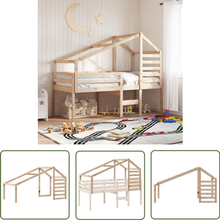 VidaXL Houten Bed Kinderbedhuisje 198x87x113 cm massief grenenhout Kinderkamer Decoratie Speelplek Droomhuisje