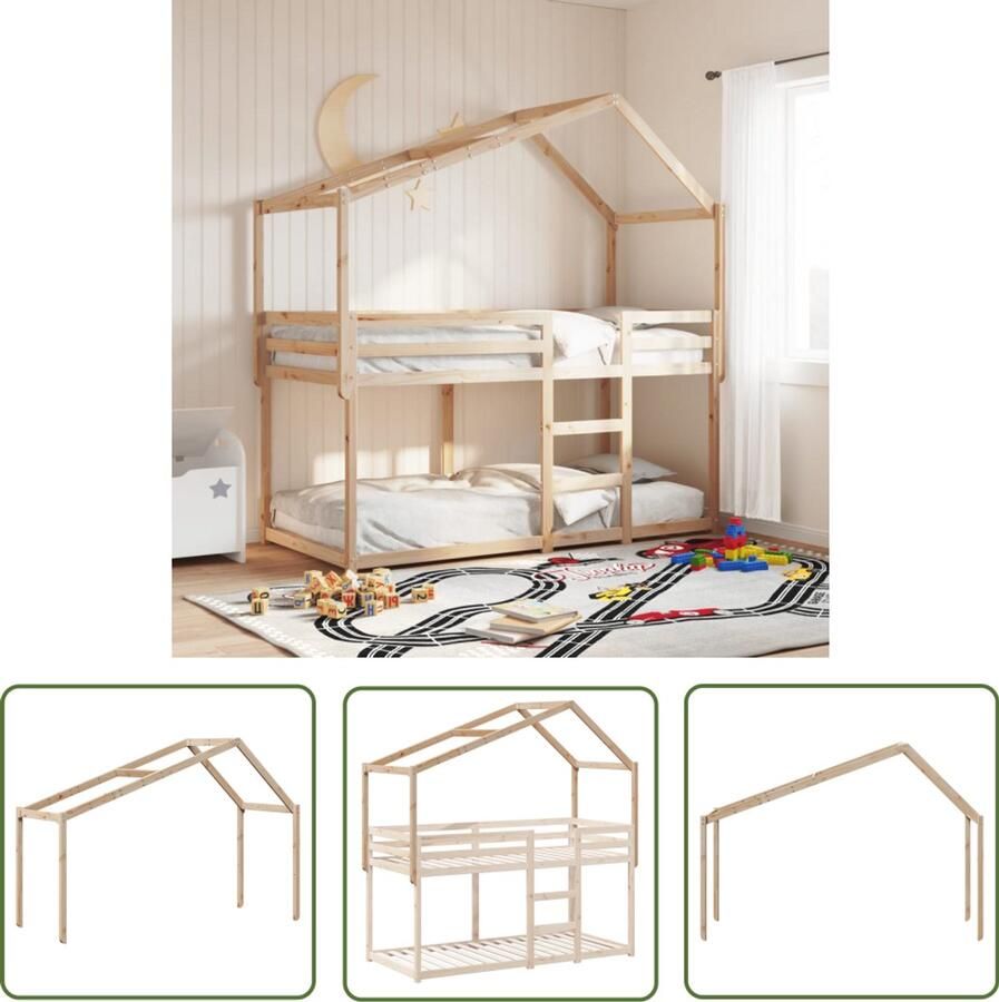 VidaXL Houten Bed Kinderbedhuisje 213x95 5x144 5 cm massief grenenhout Kindermeubilair Kids Kamer Decoratie Bruine Kinderkamer