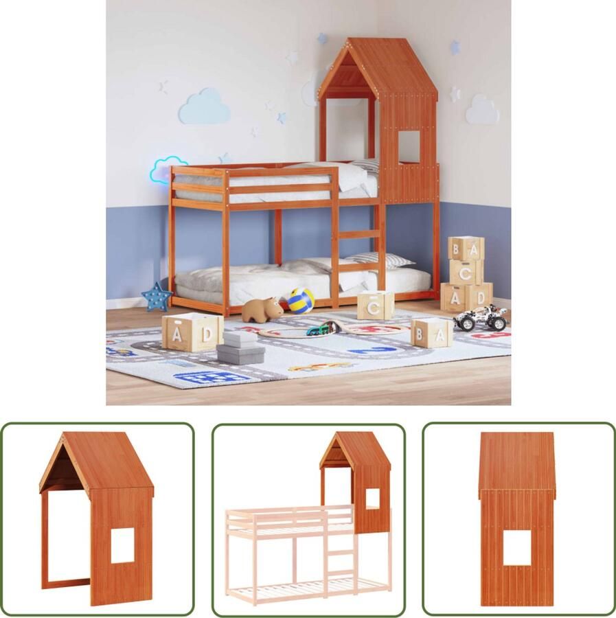 VidaXL Kinderbedhuisje 60x99x139 5 cm massief grenenhout wasbruin Kinderbedhuisje Houten Bed Kids Bed Speelgoed Kamer Kindermeubilair
