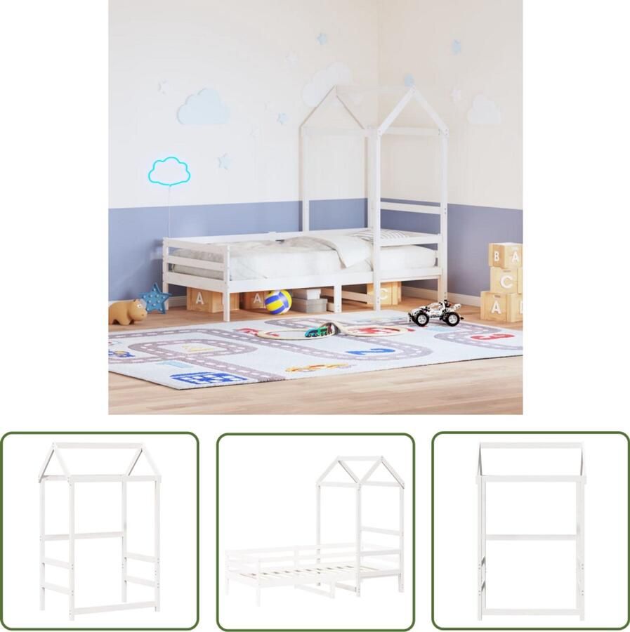 VidaXL Kinderbedhuisje 98x70x176 5 cm massief grenenhout wit Kinderbedhuisje Houten Bed Kindermeubilair Baby Kamer Kids Room Decoratie