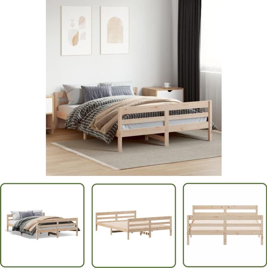 VidaXL Houten Bed Massief Grenenhout Bed Frame Bedframe zonder matras massief grenenhout 120x200 cm Bed 120x200 Tweepersoons Bed Without Mattress