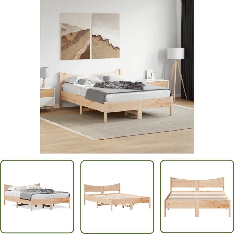 VidaXL Houten Bed Massief Grenenhout Bed Frame Bedframe zonder matras massief grenenhout 140x190 cm Bed 140x190 Bedframe Kopen Slaapkamermeubilair