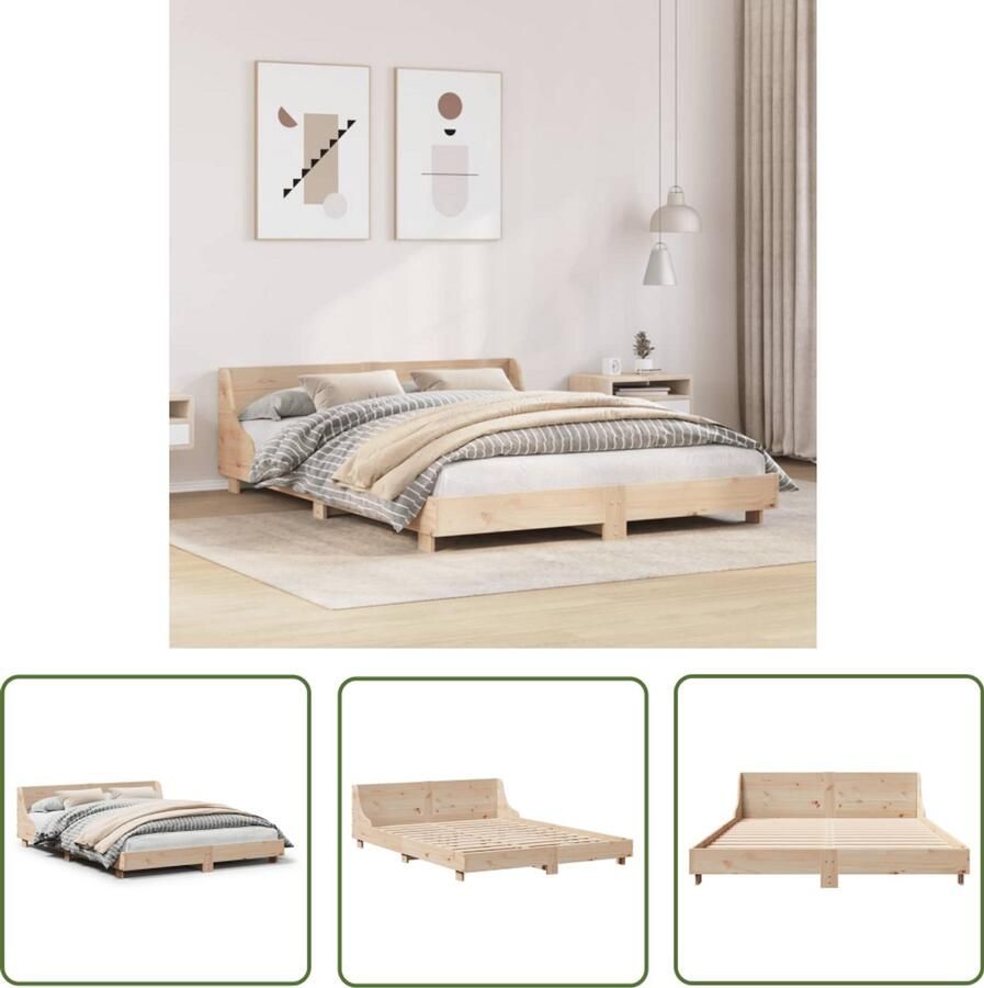 VidaXL Houten Bed Massief Grenenhout Bed Frame Bedframe zonder matras massief grenenhout 150x200 cm Bed Frame 150x200 Bruine Bedbank Slaapkamerstijl