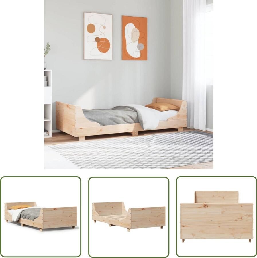 VidaXL Houten Bed Massief Grenenhout Bed Frame Bedframe zonder matras massief grenenhout 75x190 cm Bed Frame 75x190 Tweepersoons Bed Minimalistisch Bed