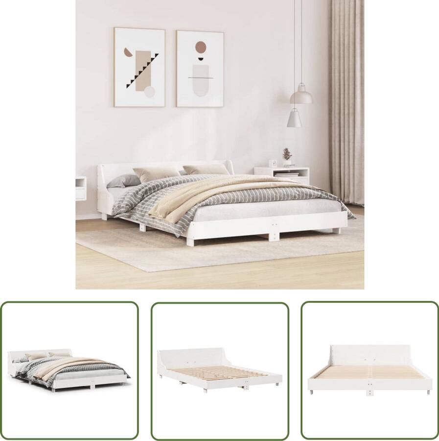 VidaXL Houten Bed Massief Grenenhout Bed Frame Bedframe zonder matras massief grenenhout wit 120x190 cm Bed Frame 120x190 Wit Bed Frame Enkelpersoonsbed