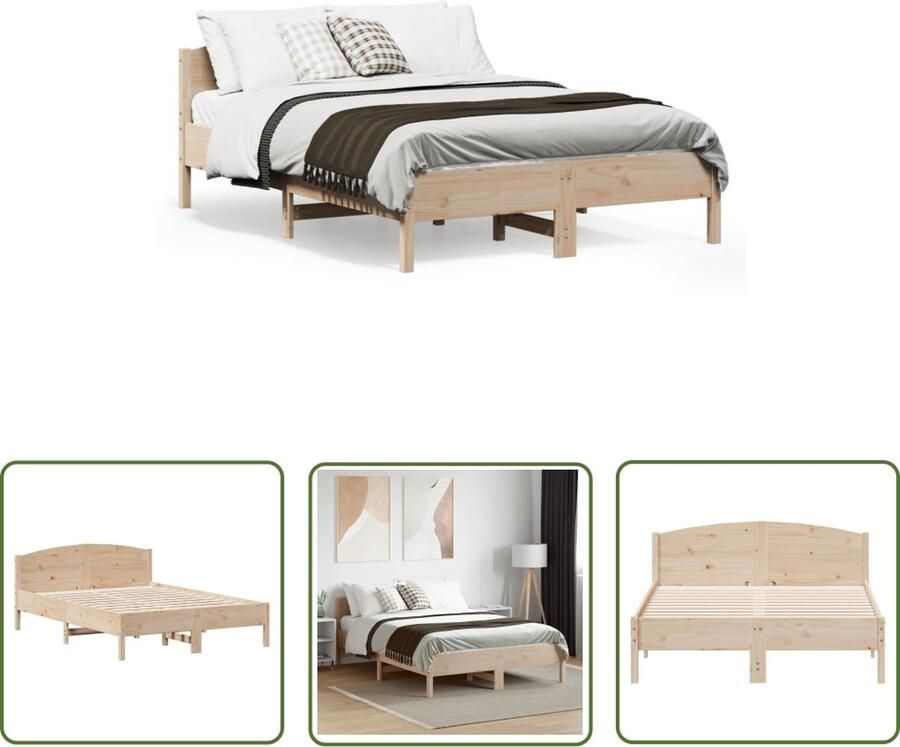The Living Store Houten Bedframe 195.5 x 125.5 x 74.5 cm Massief grenenhout Massief Hout Bed Frame Houten Bed Grenenhout Bed Tweepersoons Bed Boxspring Bed