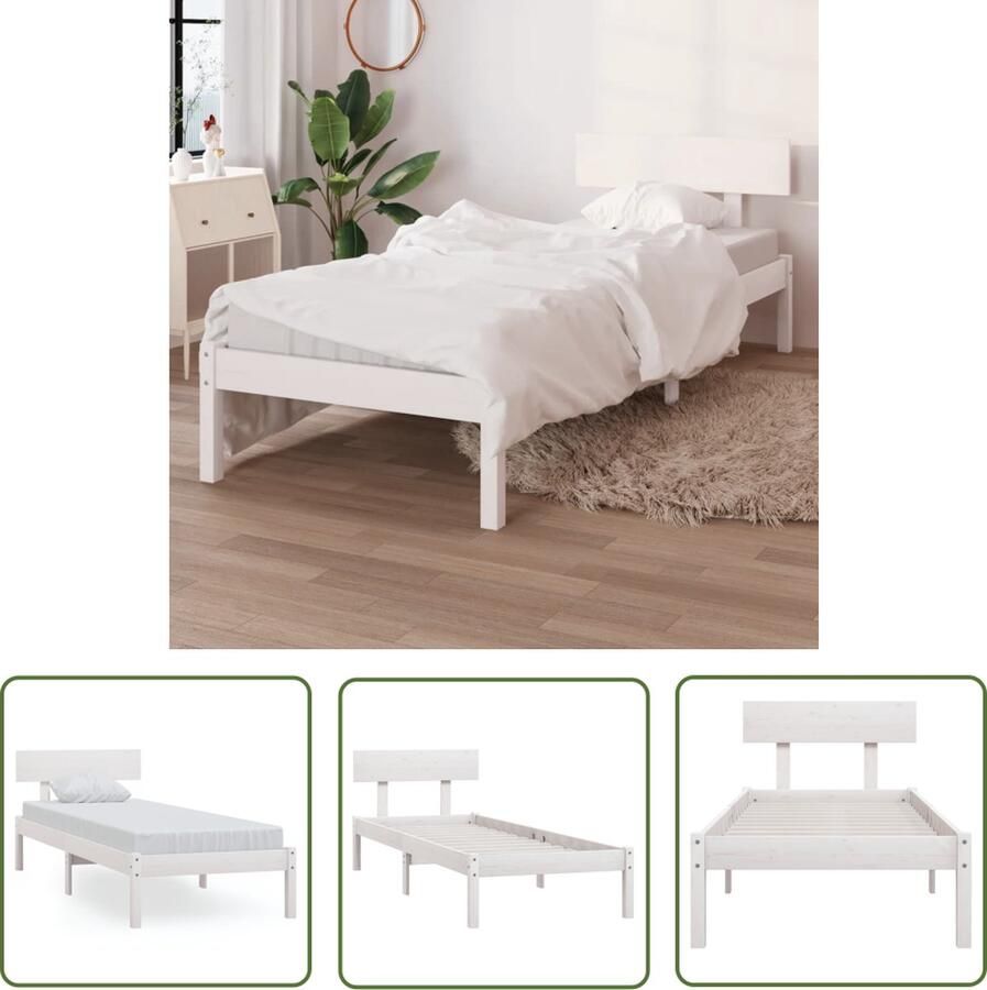 The Living Store Houten Bedframe Eenpersoons 75x190 cm Massief grenenhout Massief Houten Bed Frame Houten Bed Enkel Bed Wit Bed Frame Kopen