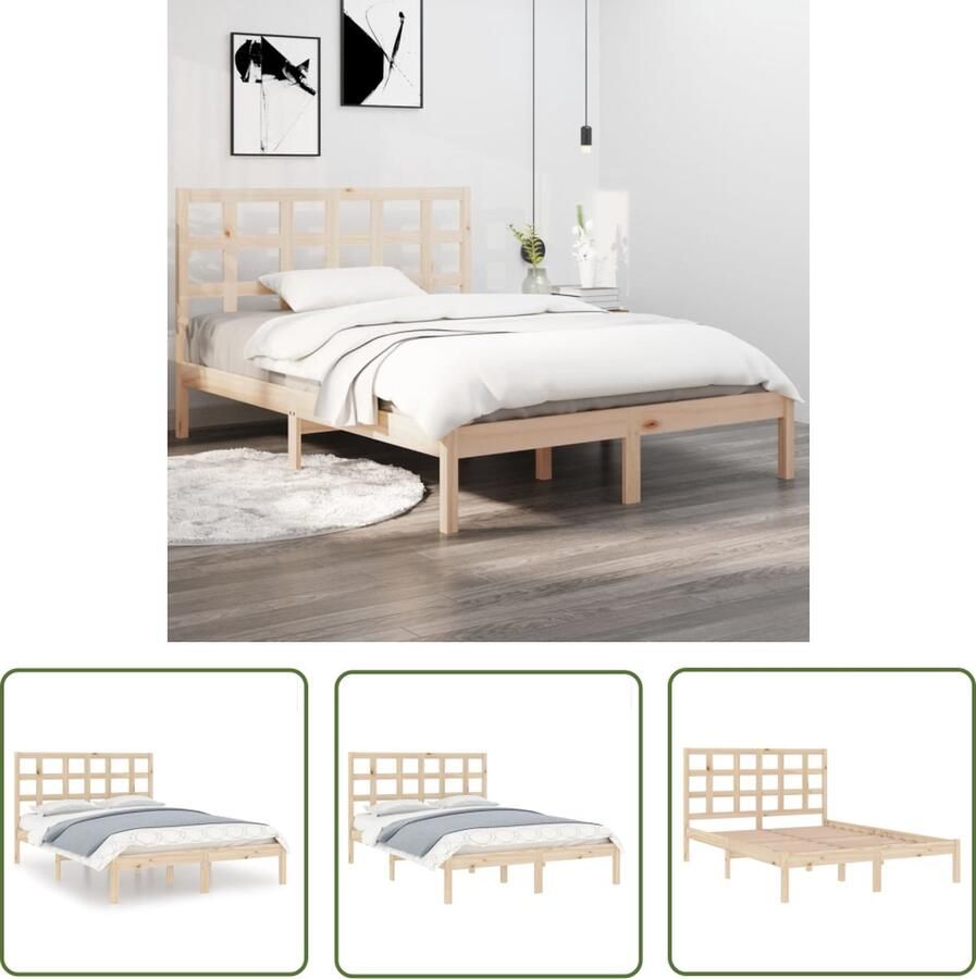 The Living Store Bedframe Massief Grenenhout 205.5 x 185.5 x 31 cm Comfortabel en Stevig Massief Houten Bedframe Houten Bed Tweepersoonsbed Bedframe Bruin Super King Bed