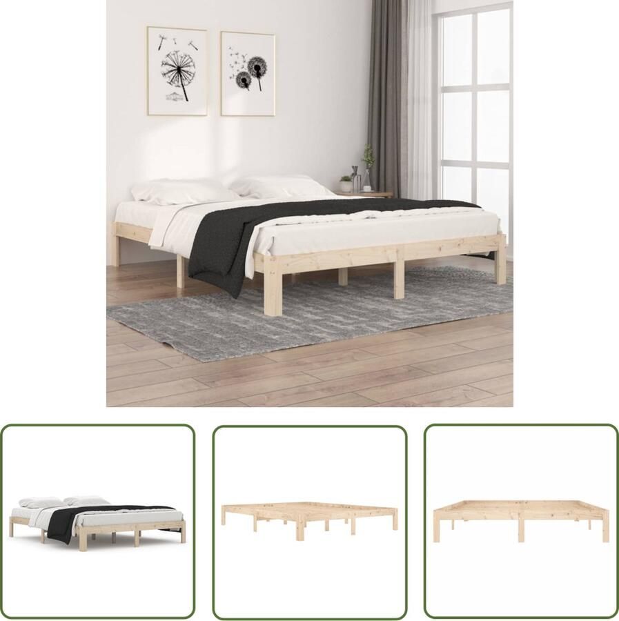 The Living Store Houten Bedframe Moderne Slaapkamer 160 x 200 cm Hoogwaardig grenenhout Modern Bedframe Houten Bed Grenenhout Bed King Size Bed Tweepersoonsbed