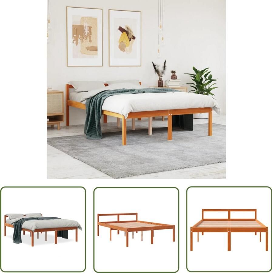 VidaXL Seniorenbed massief grenenhout wasbruin 120x200 cm Seniorenbed Houten Bed Grenenhout Bed Bruine Bed Tweepersoonsbed