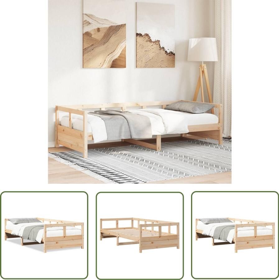 VidaXL Slaapbank 80x200 cm massief grenenhout naturel Slaapbank Houten Bed Tweepersoonsbed Stapelbaar Bed Compact Bed