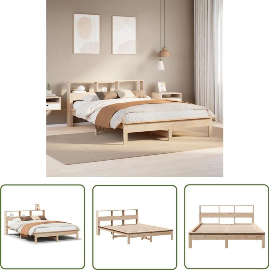 VidaXL Houten Bed Slaapbank Bed met boekenkast zonder matras massief grenenhout 120x190 cm Bed Met Kast Tweepersoonsbed Kingsize Bed