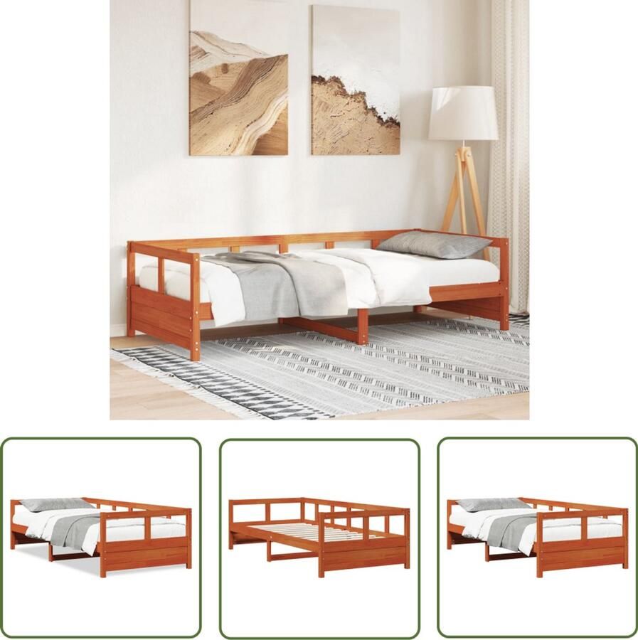 VidaXL Slaapbank zonder matras 90x190 cm massief grenenhout wasbruin Slaapbank Houten Bed Bankslaapzaak Tweepersoonsbanken Zitbank