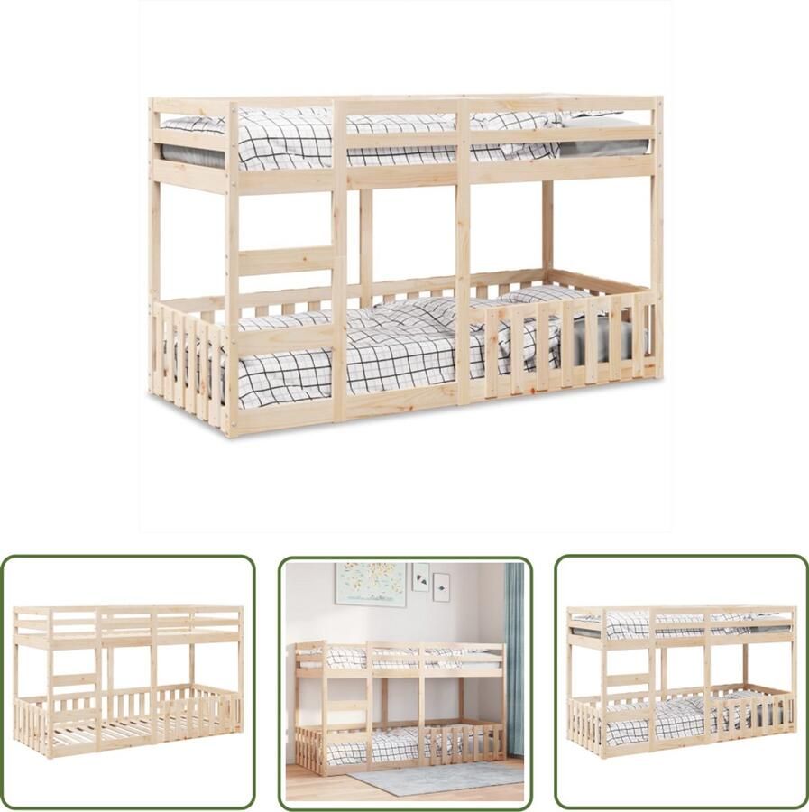 VidaXL Houten Bed Stapelbed massief grenenhout 80x200 cm Kinderbed Tweepersoonsbed Kidskamer