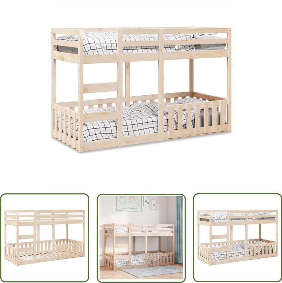 VidaXL Houten Bed Stapelbed massief grenenhout 90x190 cm Kids Bed Tweepersoonsbed Compact Bed