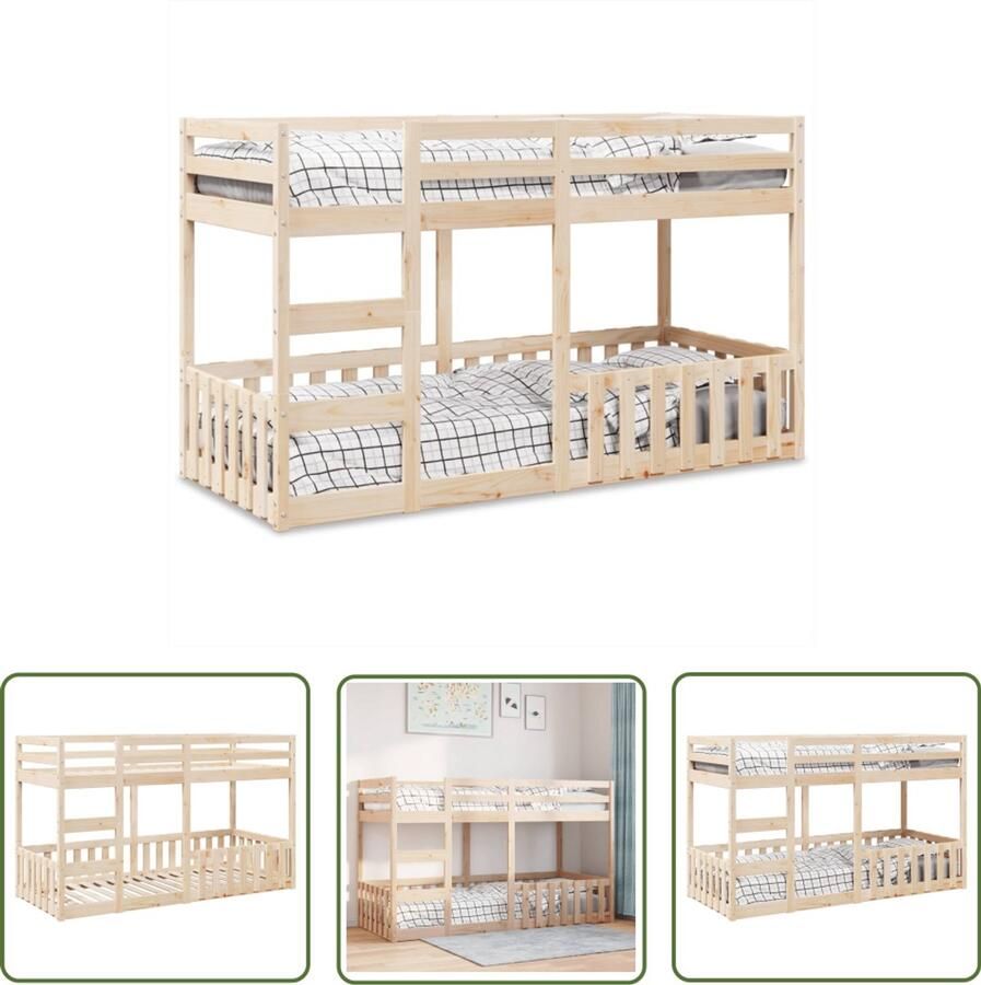VidaXL Houten Bed Stapelbed massief grenenhout 90x200 cm Kinderbed Tweepersoonsbed Compact Bed