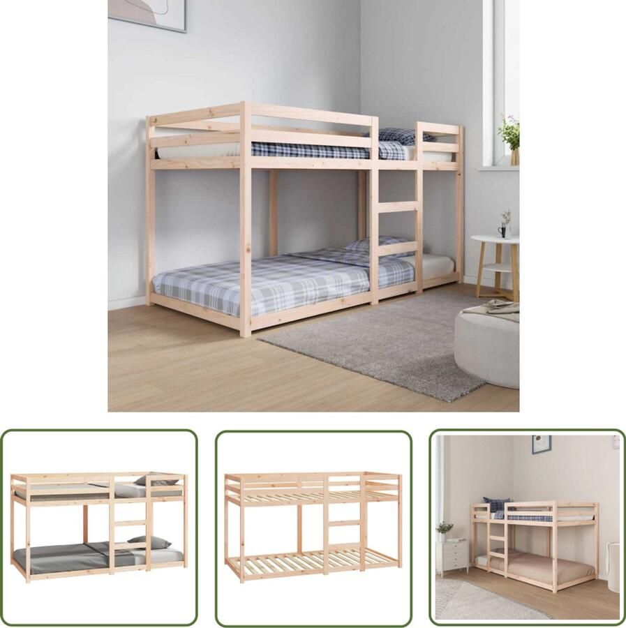 VidaXL Stapelbedframe zonder matras massief grenenhout 90x190 cm Stapelbed Houten Bed Grenenhout Bed Kids Bed Tweepersoons Bed