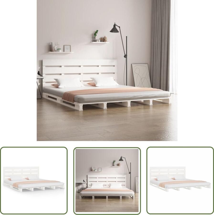 VidaXL Houten Bed Wit Bed Bedframe zonder matras massief grenenhout wit 140x200 cm Bed Frame Grenenhouten Bed Massief Houten Bed