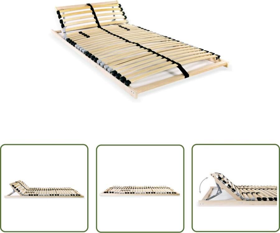 The Living Store Lattenbodem met 28 latten 7 zones 70x200 cm Lattenbodem Houten Bedbodems Beukenhout Bedframe Slaapkamer Meubels