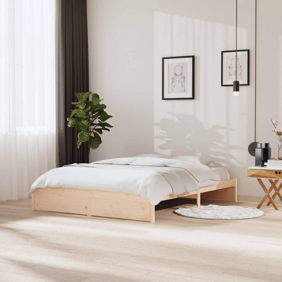 VidaXL Houten Bedframe 160x200 cm Massief Grenen Houten Bedframe Tweepersoons Bed Grenenhout Bed Modern Bed Stabiele Bedbasis Lattenbodem Bed Zonder Matras - Foto 2