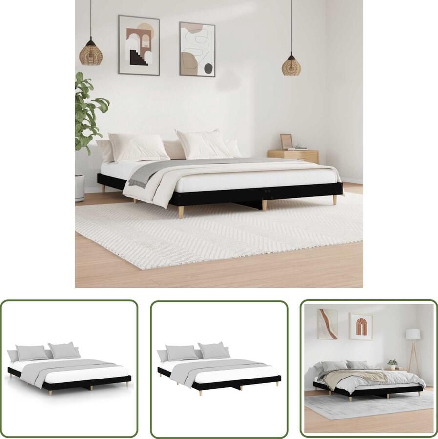 The Living Store Bedframe Duurzaam Multiplex lattenbodem Zwarte kleur 203x123x20 cm (LxBxH) Geschikt voor 120x200 cm matras Bedframes Bed Frame Houten Bedframe Zwarte Bedframe Tweepersoons Bedframe Lattenbodem