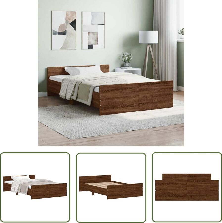 The Living Store Bedframe Bruineiken Bedframe 193 x 123 x 50 cm Duurzaam materiaal Bruin Eiken Bedframe Houten Bedframe 120x190 Slaapcomfort Duurzame Bedstelling