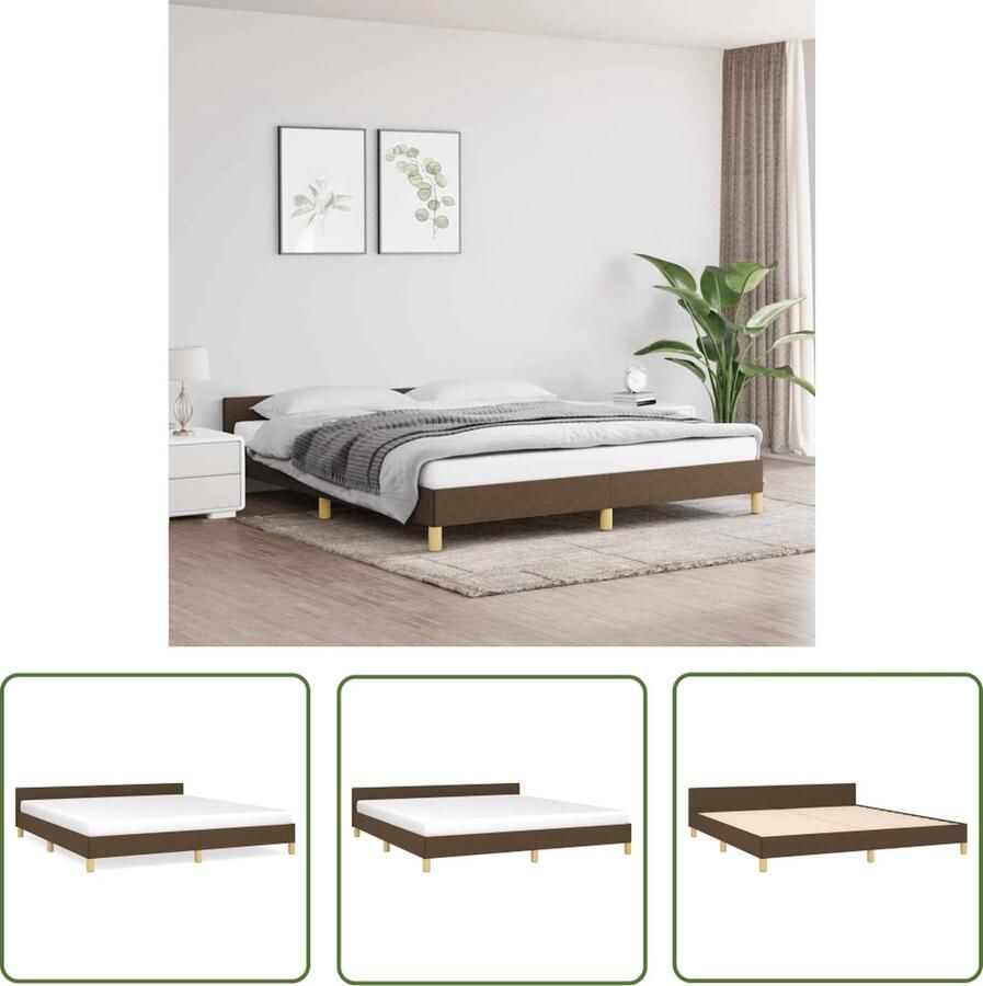 The Living Store Bedframe Donkerbruin Met Hoofdeinde 203 x 183 x 50 cm Ademend en Duurzaam Donkerbruin Bedframe Houten Bedframe Tweepersoons Bed Boxspring Bed Hoofdeinde Bed