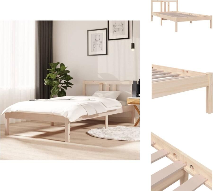 The Living Store Bedframe massief hout 90x190 cm 3FT Single Bedframe Bedframes Bed Bedbodem Ledikant Bed Frame Massief Houten Bedframe Slaapmeubel Eenpersoonsbed Bedden Bedbodems - Foto 2
