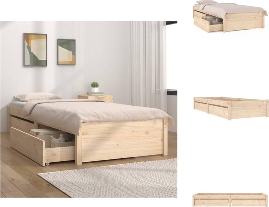 VidaXL Houten Bedframe Grenenhout 195.5 x 80.5 x 31 cm Met Opbergfunctie Bed - Foto 2