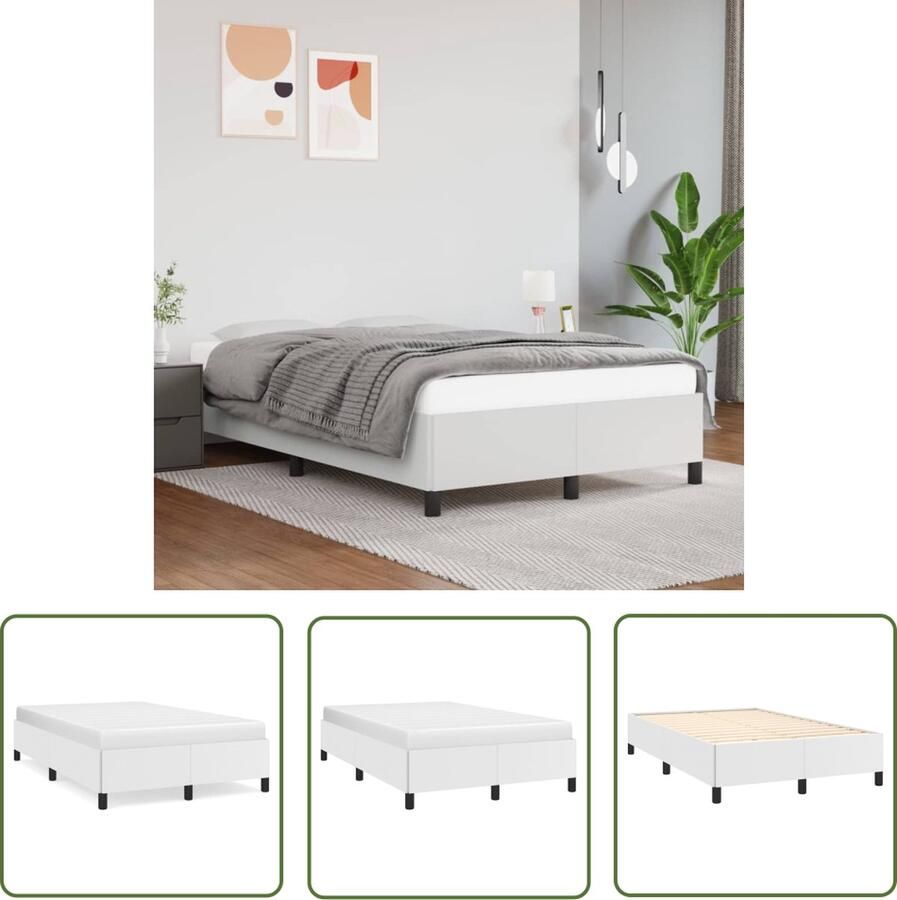 The Living Store Bedframe Kunstleer Multiplex lattenbodem Wit 203 x 123 x 35 cm Geschikte matras- 120 x 200 cm (- ) Bedframe Houten Bedframe Tweepersoons Bedframe Witte Bedframe Kunstleder Bedframe