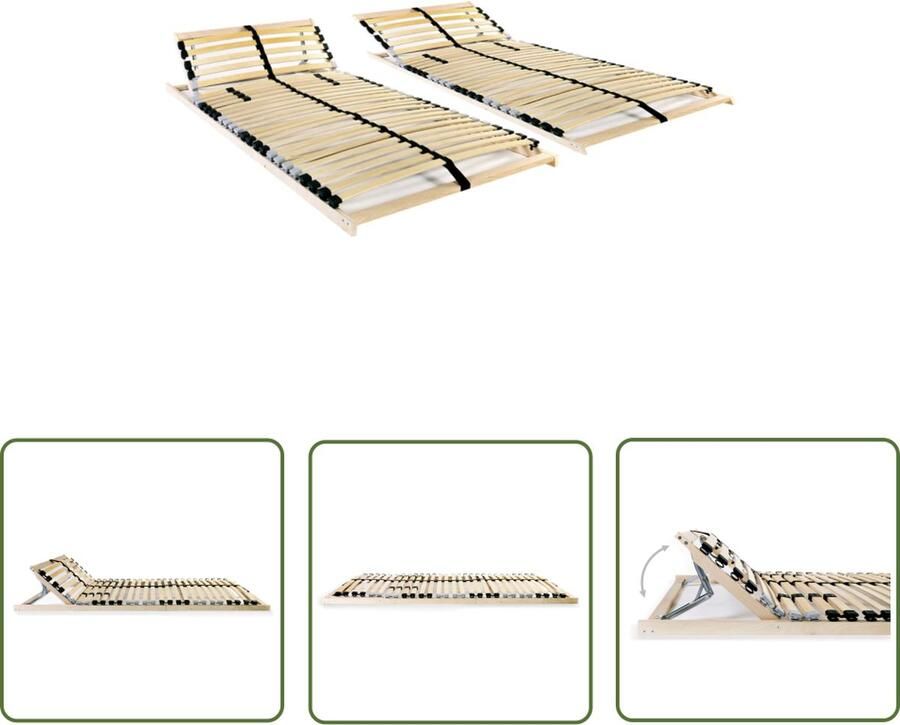 The Living Store Lattenbodem Massief beukenhouten frame Berkenhouten latten 195 x 70 x 9 cm Verstelbaar hoofdgedeelte 28 latten Lattenbodem Houten Bedframe Beukenhout Berkenhout Verstelbare Latten