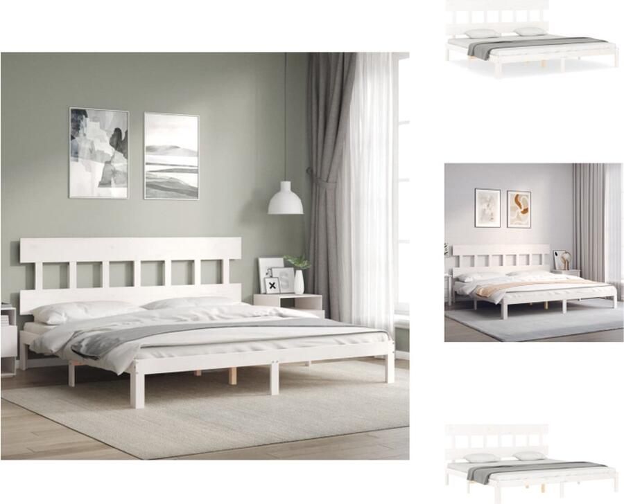 VidaXL Bedframe Bedframes Bed Tweepersoonsbed Bedframe zonder matras massief grenenhout wit 200x200 cm - Foto 2